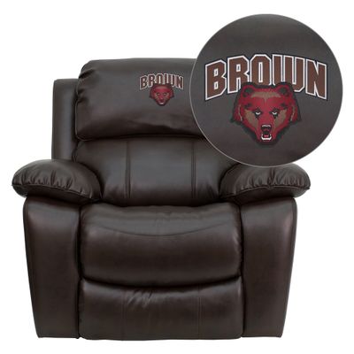 Brown University Bears Leather Rocker Recliner - MEN-DA3439-91-BRN-45003-EMB-GG