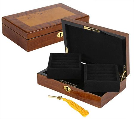 Bubinga Burl Cufflink Case with Lock - JBQ-TR212