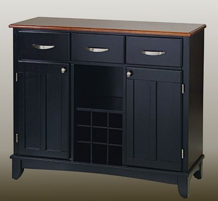 Buffet - Black Buffet with Cottage Oak Wood Top - Home Styles - 5100-0046