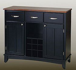 Buffet - Black Buffet with Cottage Oak Wood Top - Home Styles - 5100-0046