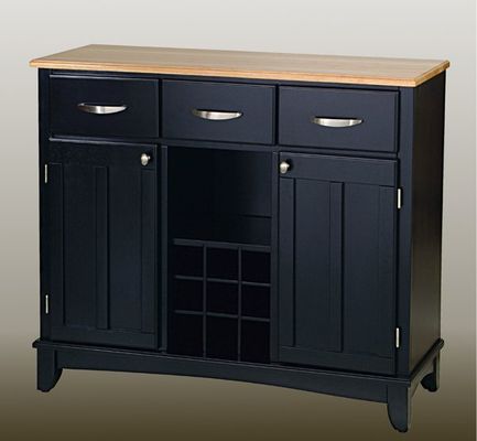 Buffet - Black Buffet with Natural Wood Top - Home Styles - 5100-0041