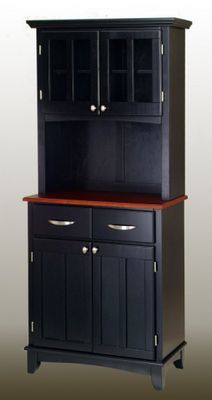 Buffet - Black Buffet with Two Door Hutch and Cherry Wood Top - Home Styles - 5001-0042-42