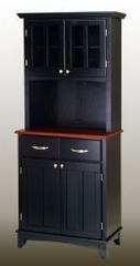 Buffet - Black Buffet with Two Door Hutch and Cherry Wood Top - Home Styles - 5001-0042-42