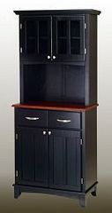 Buffet - Black Buffet with Two Door Hutch and Cherry Wood Top - Home Styles - 5001-0042-42