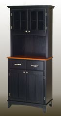 Buffet - Black Buffet with Two Door Hutch and Cottage Oak Wood Top - Home Styles - 5001-0046-42