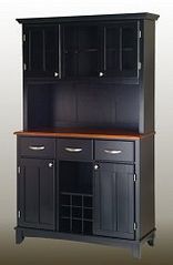 Buffet - Black Buffet with Two Door Hutch and Cottage Oak Wood Top - Home Styles - 5100-0046-42