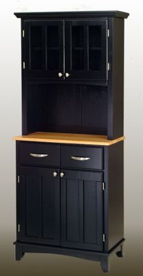 Buffet - Black Buffet with Two Door Hutch and Natural Wood Top - Home Styles - 5001-0041-42