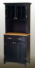 Buffet - Black Buffet with Two Door Hutch and Natural Wood Top - Home Styles - 5001-0041-42