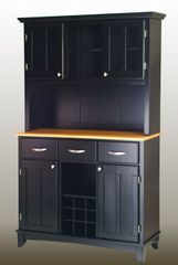 Buffet - Black Buffet with Two Door Hutch and Natural Wood Top - Home Styles - 5100-0041-42