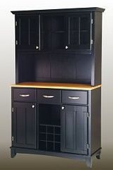 Buffet - Black Buffet with Two Door Hutch and Natural Wood Top - Home Styles - 5100-0041-42