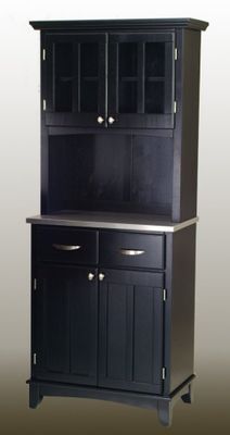 Buffet - Black Buffet with Two Door Hutch and Stainless Top - Home Styles - 5001-0043-42