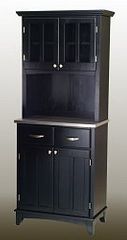 Buffet - Black Buffet with Two Door Hutch and Stainless Top - Home Styles - 5001-0043-42