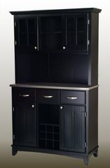 Buffet - Black Buffet with Two Door Hutch and Stainless Top - Home Styles - 5100-0043-42