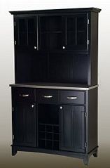 Buffet - Black Buffet with Two Door Hutch and Stainless Top - Home Styles - 5100-0043-42