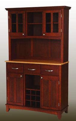 Buffet - Cherry Buffet with Two Door Hutch and Natural Wood Top - Home Styles - 5100-0071-72