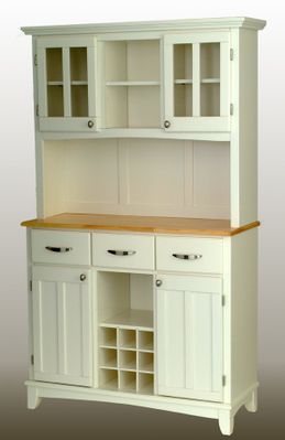 Buffet - White Buffet with Two Door Hutch and Natural Wood Top - Home Styles - 5100-0021-12