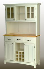 Buffet - White Buffet with Two Door Hutch and Natural Wood Top - Home Styles - 5100-0021-12