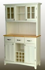 Buffet - White Buffet with Two Door Hutch and Natural Wood Top - Home Styles - 5100-0021-12