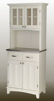 Buffet - White Buffet with Two Door Hutch and Stainless Top - Home Styles - 5001-0023-22