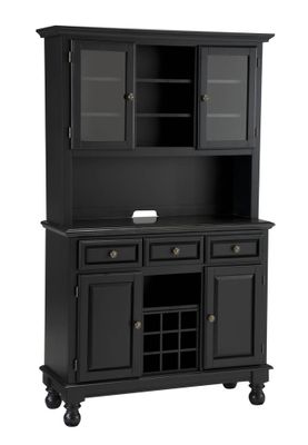 Buffet with Black Granite Top and Two Door Hutch in Black - Home Styles - 5300-0044-04