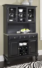 Buffet with Stainless Top and Two Door Hutch in Black - Home Styles - 5300-0042-04