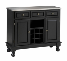 Buffet with Stainless Top and Two Door Hutch in Black - Home Styles - 5300-0042-04
