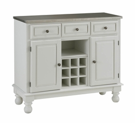 Buffet with Stainless Top and Two Door Hutch in White - Home Styles - 5300-0022-02