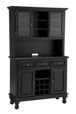 Buffet with Wood Top and Two Door Hutch in Black - Home Styles - 5300-0041-04