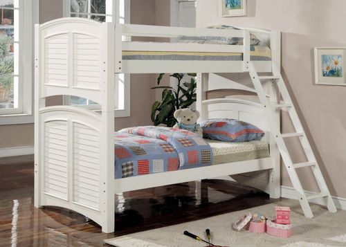 Bunk Bed - Twin / Full Size Bunk Bed in White - Coaster