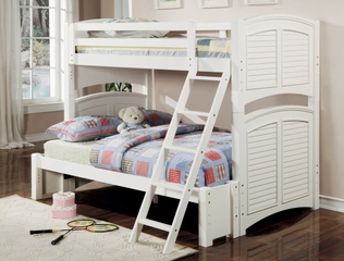 Bunk Bed - Twin / Full Size Bunk Bed in White - Coaster