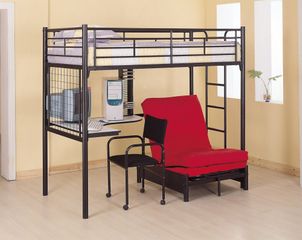 Bunk Bed - Twin / Futon Workstation Bunk Bed in Black - Coaster