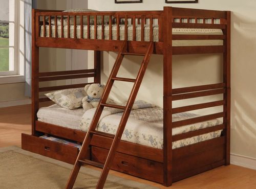 Bunk Bed - Twin / Twin Size Bunk Bed in Cherry - Coaster