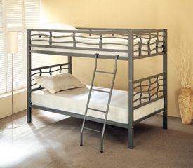 Bunk Bed - Twin / Twin Size Bunk Bed in Dark Silver - Coaster
