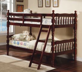 Bunk Bed - Twin / Twin Size Bunk Bed with Ladder in Cherry - Coaster