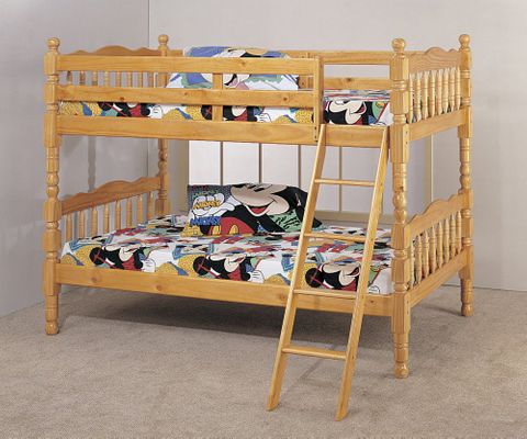 Bunk Bed - Twin / Twin Size Bunk Bed with Ladder in Pine - Coaster