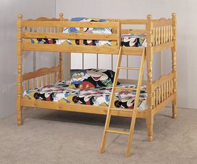 Bunk Bed - Twin / Twin Size Bunk Bed with Ladder in Pine - Coaster