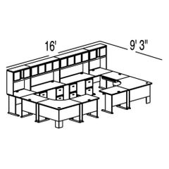 Bush Advantage Beech Design 50 - Plan For 16' by 10' Work Station