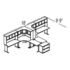 Bush Advantage Hansen Cherry Design 51 - Plan For 19' by 10' Work Station