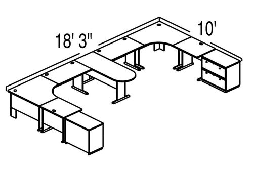 Bush Advantage Hansen Cherry Design 52 - Plan For 19' by 10' Work Station