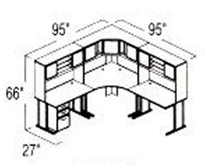 Bush Advantage Light Oak Design 22 - Plan For 8' by 8' Work Station