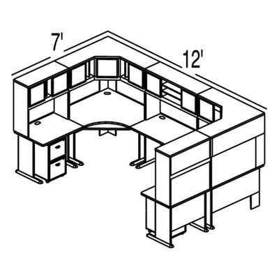 Bush Advantage Light Oak Design 42 - Plan For 12' by 7' Work Station