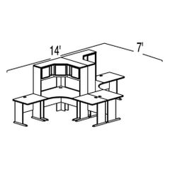 Bush Advantage Light Oak Design 43 - Plan For 14' by 7' Work Station