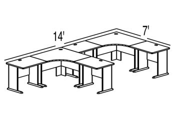 Bush Advantage Light Oak Design 44 - Plan For 14' by 7' Work Station