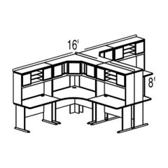 Bush Advantage Light Oak Design 45 - Plan For Multi-Station 8' by 8' Work Station