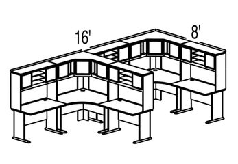 Bush Advantage Light Oak Design 48 - Plan For Multi-Station 8' by 8' Work Station