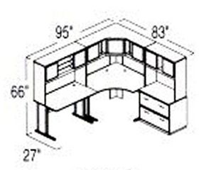 Bush Advantage Medium Cherry Design 16 - Plan For 8' by 7' Work Station