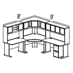 Bush Advantage Medium Cherry Design 28 - Plan For 8' by 9' Work Station