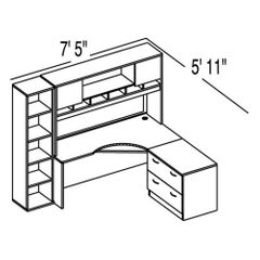 Bush C Series Corsa Light Oak Design 15 - Plan For 5' 11" x 7' 5" Work Station