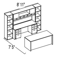Bush C Series Corsa Light Oak Design 38 - Plan For 7' 5" x 8' 11" Work Station