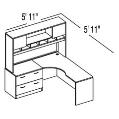 Bush C Series Corsa Light Oak Design 5 - Plan For 5' 11" x 5' 11" Work Station